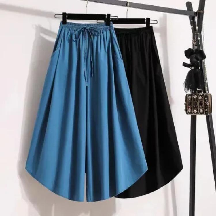 Nine Point Skirt Pants Wide Leg Pants Women's Summer Thin Fit Loose Fit Slimming Plus Size Pants Straight Leg Casual Yamamoto Skirt Pants