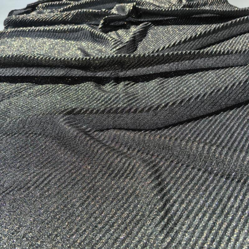 Women's Pleated Scarf Crinkle Cotton Long Muffler Crumpled Shawl Femme Hijab Golden Thread Shimmer Muslim Hijab