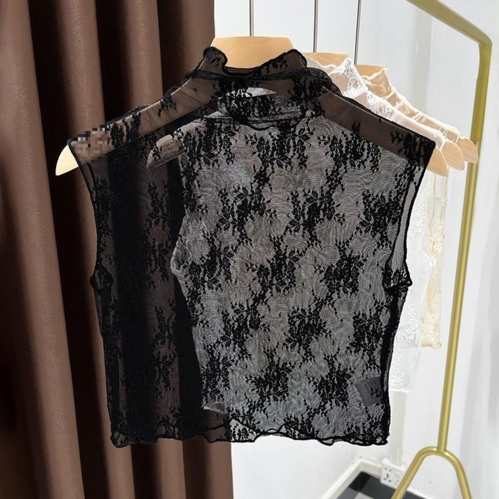 Elegant Mesh Base Layer Top Gauzy Detachable False Collar Fake Lace Floral Collar Casual