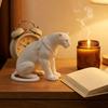 Figurine Panthère Imprimée en 3D Noir Blanc Figure Faune Sculpture Animal de Collection pour Décoration de Bureau à Domicile