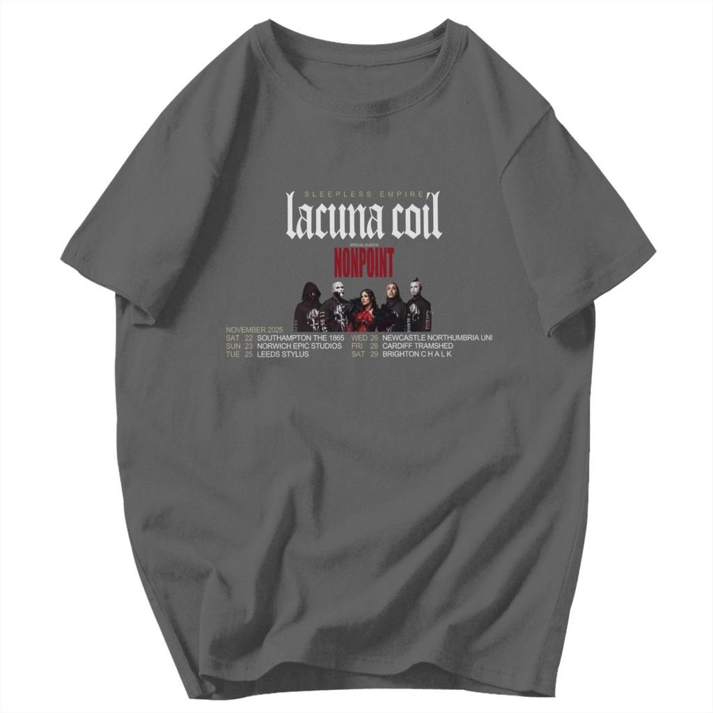 Herren T-Shirt Lacuna Coil Sleepless Empire Tour 2025 Trendige Idee Y2K Grafik Rundhals Unisex Kleidung T-Shirts