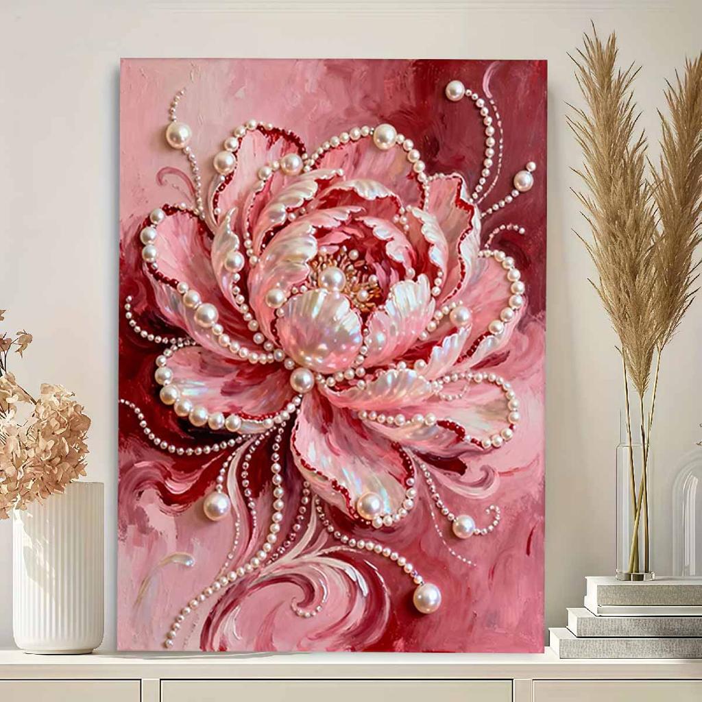 Crystal Pearl Painting 5D DIY Frame Decoration Painting Attractive Flowers Home Wall Decoration Transparent Pearl Gemstone Painting Picture Art Crafts