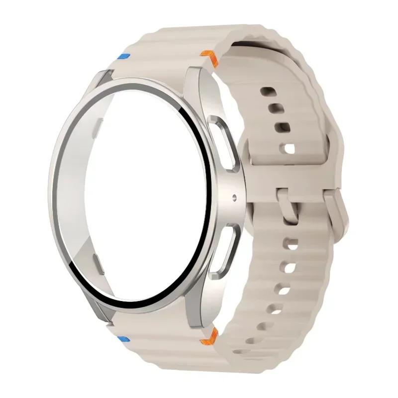 Case+Strap for Samsung Galaxy Watch 7 6 5 4 40mm 44mm Silicone Official Band PC Protector Cover Bumper Accessorie Galaxy Watch 7