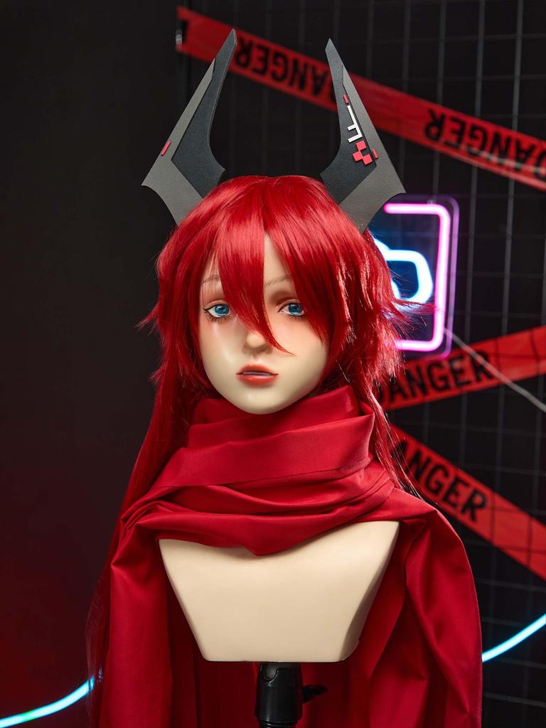 Miccostumes Erwachsenen Anime Spiel Mädchen Cosplay Lang Rot Ausgefallenes Outfit Set Damen Göttin/Schönes Kostüm, Niedlich, Moe, Cool, Kostüm, Ärmel, Kapuzenpullover,