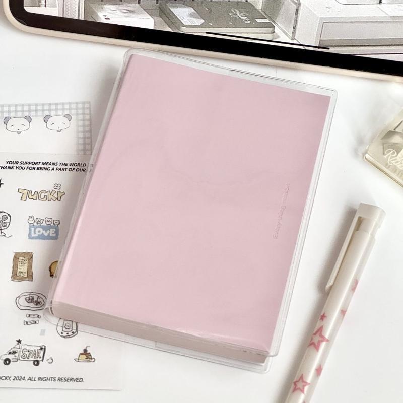 Macaron Verdicktes Notizbuch 400 Seiten Große Kapazität Transparente Kunststoffhülle Notizbuch Schüler Büro Schreibjournal
