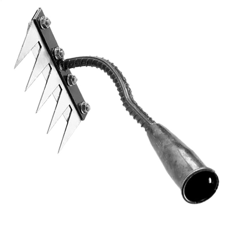 5/6 Teeth Gardening Weeding Tools Garden Hoe Manganese Steel Weeding Rake Grasping Raking Loosening Soil Nail Rake Farm Tools