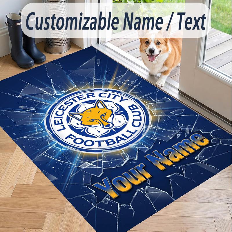 Custom Text Printed Rug Leicester City Non Slip Floor Carpet For Home Room Decor