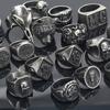 Retro Minimalist Punk Distressed Gothic Style Geometric Multiple Models Trendy Men's Ring Fashion Ins Hip Hop Titanium Steel Ring