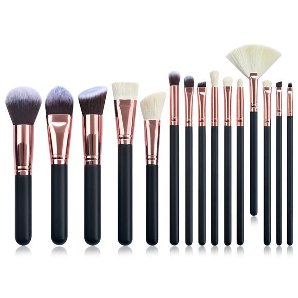 15-Piece High-End Makeup Brush Set: Black Powder, Eyeshadow, Blush & Multifunctional Tools