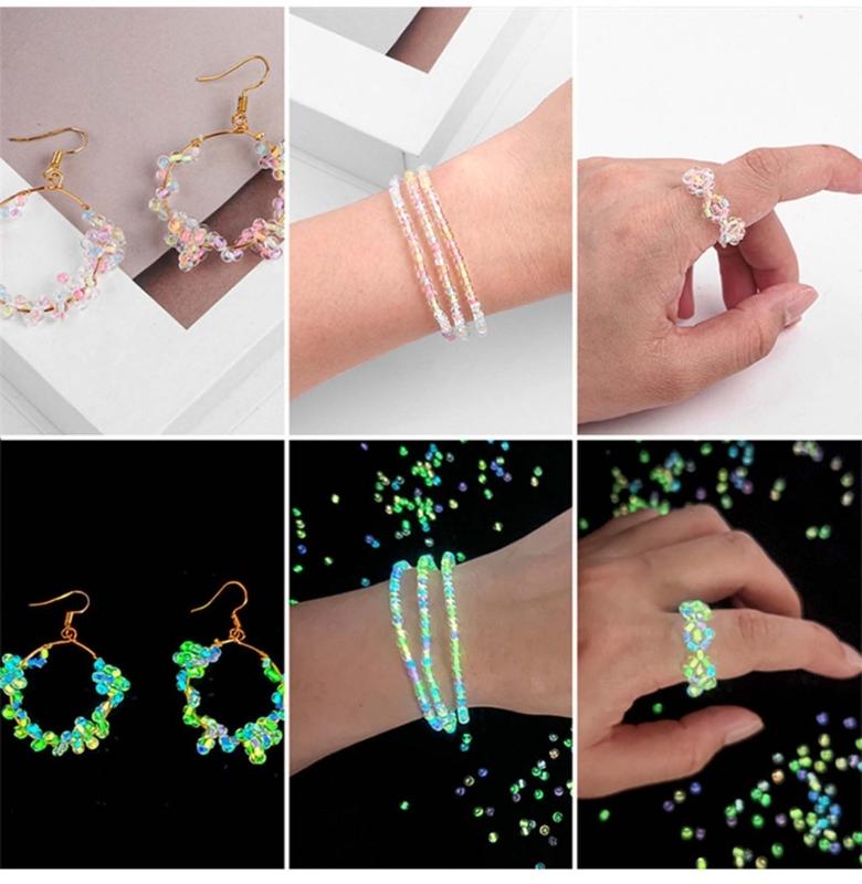 660Pcs Luminous Bead Glow in The Dark UV Bead Color Changing Reactive for Pony Bead Acrylic Glowing Beads for DIY Bracel