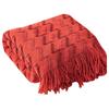 Two Tone Knitted Sofa Throw Blanket Soft Air Conditioning Blanket for Bed Nap Office