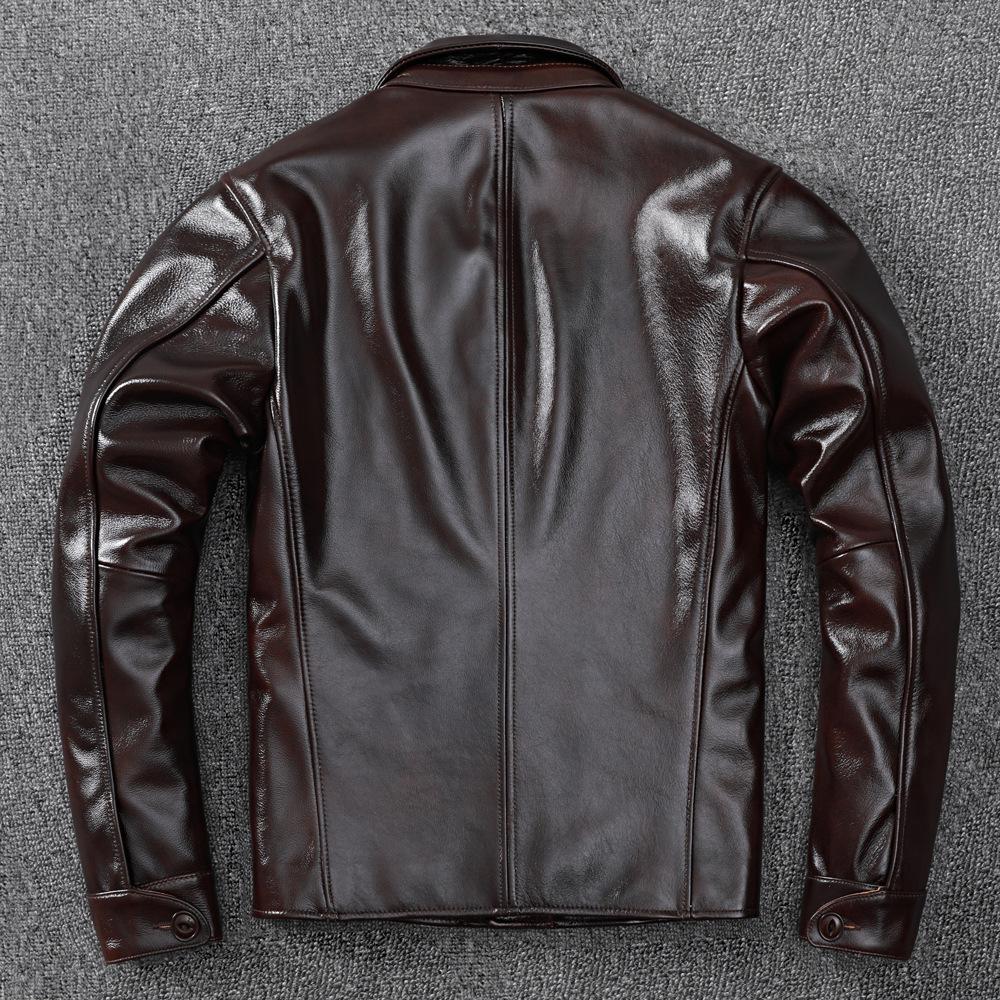 First Layer Cowhide Leather Genuine Leather Jacket for Men's Pure Leather Jacket Soft Slim Lapel Casual Jacket