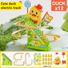 Track Sliding Little Duck Toy Climbing Stairs Duck Music Lights Children's Educational Memory Counting Toy for Role Play