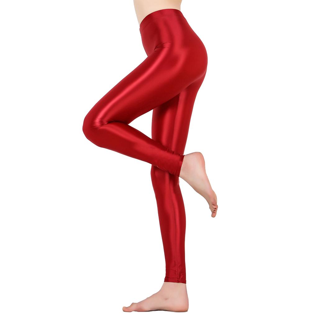 Women Shiny Metallic Stretchy Leggings Skinny Pants Gym Yoga Dance Running Cycling Sports
