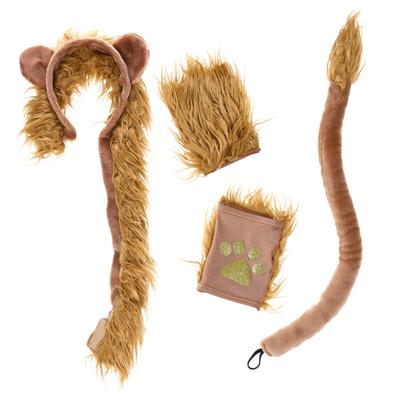 SAFIGLE 4-teiliges Löwenkostüm-Set für Kinder, Enthält Löwen-Stirnband, Handschuhe und Schwanz. Perfekt für Rollenspiele, Halloween, Schultheater, Partys und