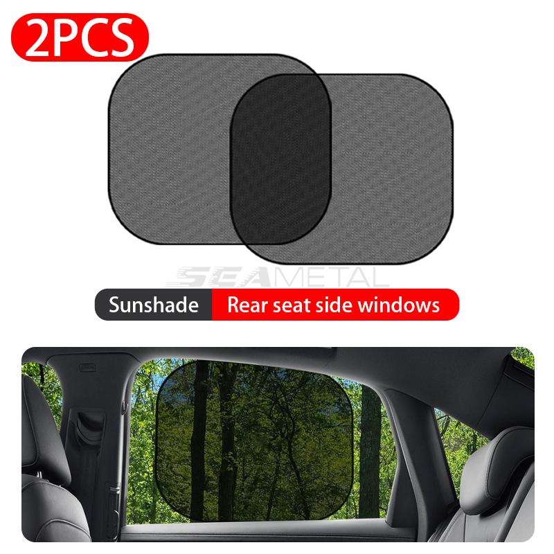 GISAEV Car Sun Shade UV Protection - Front/Rear Window Mesh Curtain with Suction Cups, Summer Sunshade Visor for Side Windows