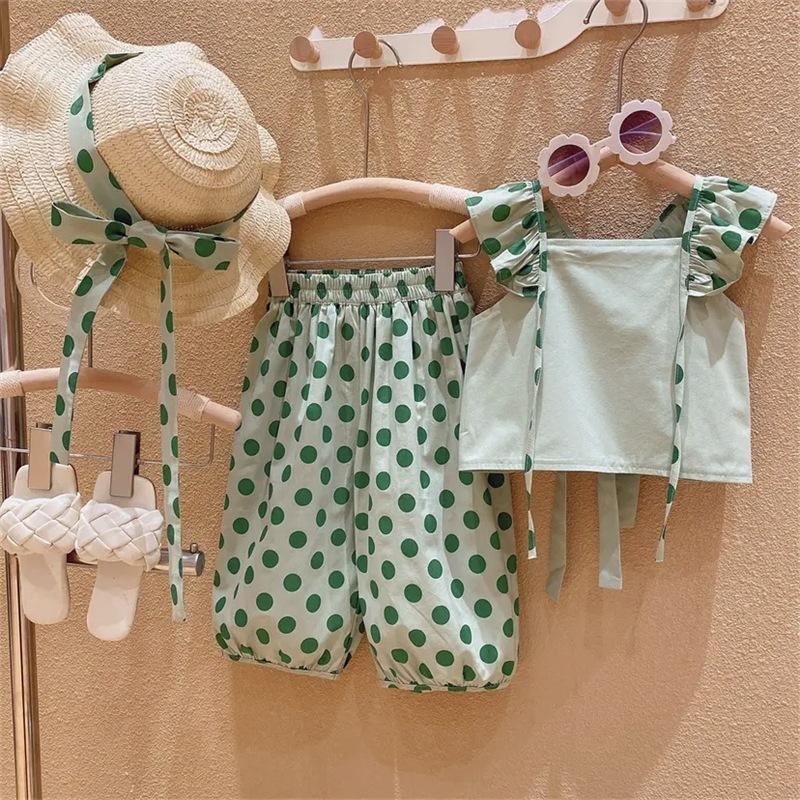 Girls Summer Sleeveless Two Piece Set Stylish Baby Girl Outfit Fashionable Kids Clothing