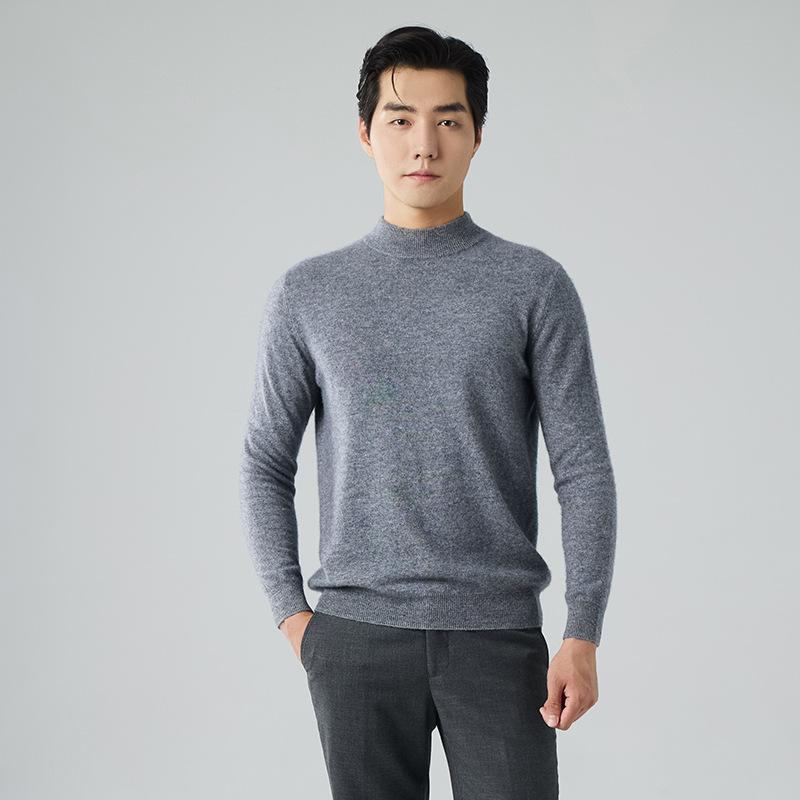 New semi-turtleneck cashmere sweater thickened pullover sweater loose inside with wool base