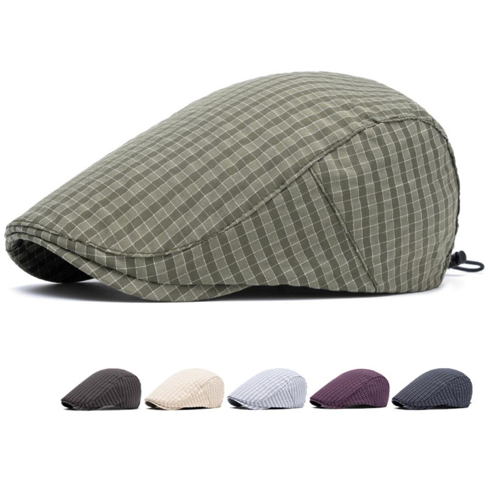 HT4740 Mens Berets Women Retro Artist Painter Plaid Beret Hat Male Female Ivy Flat Cap Unisex Spring Summer Adjustable Beret Cap