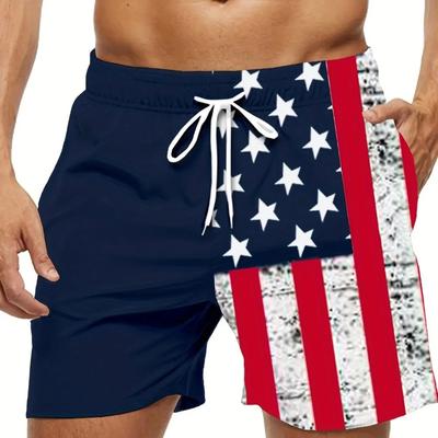 Bañador Corto de Estampado de Bandera Americana Verano para Hombre Pantalones Cortos de Playa Transpirables Cortos de Secado Rápido Deportivos Pantalones Cortos Jogger para Hombre