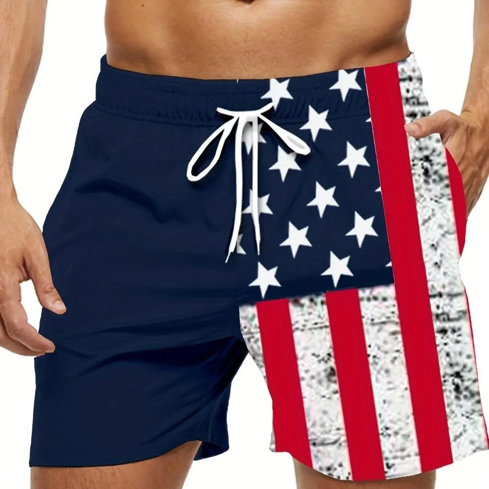 Pantaloncini da Bagno con Stampa Bandiera Americana Estivi da Uomo Pantaloncini da Spiaggia Traspiranti Corti Asciugatura Rapida Pantaloncini Sportivi Jogging Uomo Pantalone Corto