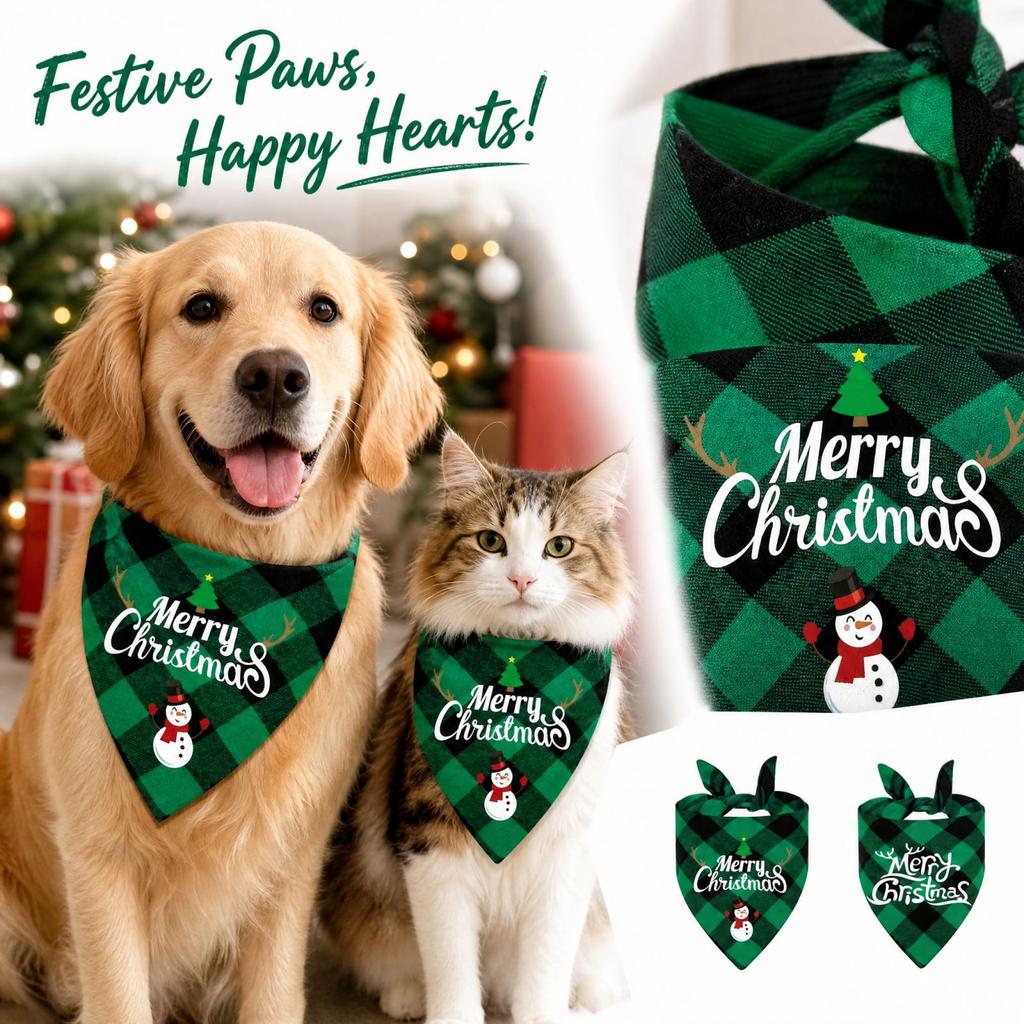 16 Christmas Pet Scarf and Bib Set Adjustable Pet Neckwear for Holiday