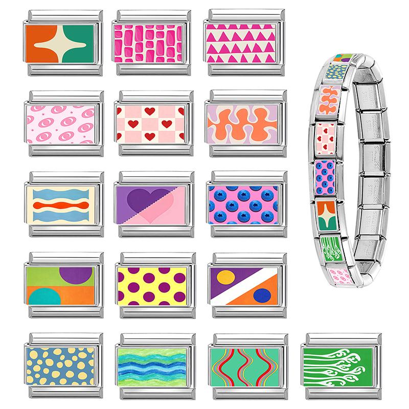 Creative Blueberry Sakura Tennis Lighthouse Heart Lips Bead Italian Charm Bracelet Fit 9MM Stainless Steel DIY Bracelet Jewelry