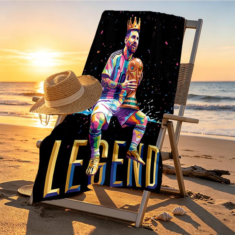 Lionel Messi Print Beach Towel Design, Soft, Lightweight. for Home Bathroom, Spa, Pool, Yoga, Surfing, Camping, Gift for Family, Friend