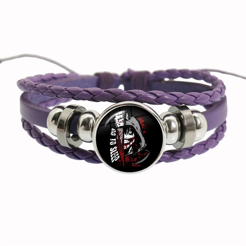 Fashion Accessory Gift For Kids Hot Creepypasta CREEPY PASTA TICCI TOBY Bracelet Glass Leather Bangle JEFF THE KILLER