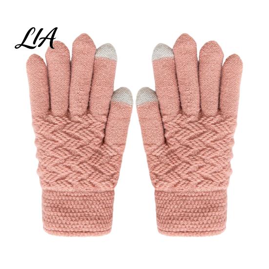 Verdickte Plüsch Thermo-Fäustlinge 1 Paar Winter Warme Fleecegefütterte Handschuhe für Damen Herren, Kälteempfindliche Fingerspitzen-Tech Wetterhandschuhe, Gestrickte Touchscreen