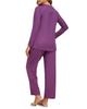 Women's Long Sleeve Pajama Set: 2-Piece with Pockets, Casual Homewear - Long Pants