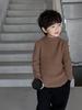 Boys Thick Fleece-Lined Half Turtleneck Solid Knit Base Layer Top for Winter