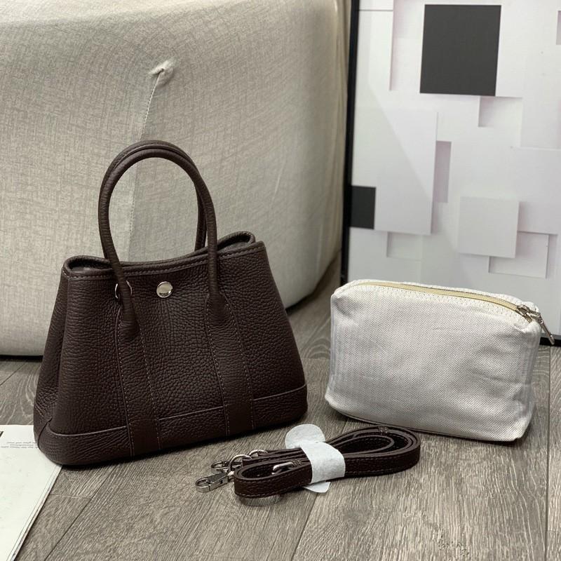 2026 Genuine Leather Mini Garden Tote Bag Top Grain Cowhide Soft Structured Crossbody With Zip Pocket