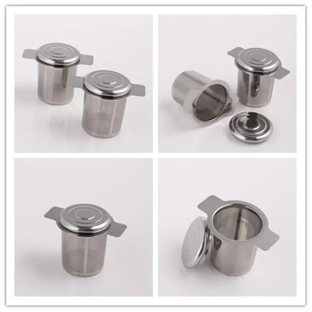 Stainless Steel Tea Infuser with Lid Double Handle Fine Mesh Filter Hanging Cup Leak Proof Strainer for Loose Leaf Tea Coffee
