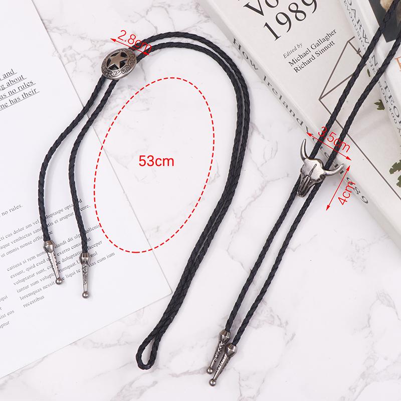 Verstellbare Halskette mit Anhänger aus Kunstleder mit Stierkopf und fünfzackigen Sternen für Western-Cowboy-Bolo-Krawatte und Rodeo-Tanz