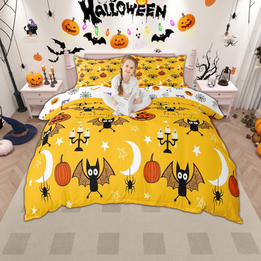

Homewish Halloween Bat Duvet Cover Set for Kids 2pcs/3pcs, Moon Stars Bedding, Festival Gifts Quilt Cover Set DE XS 100x135cm 2pcs&set