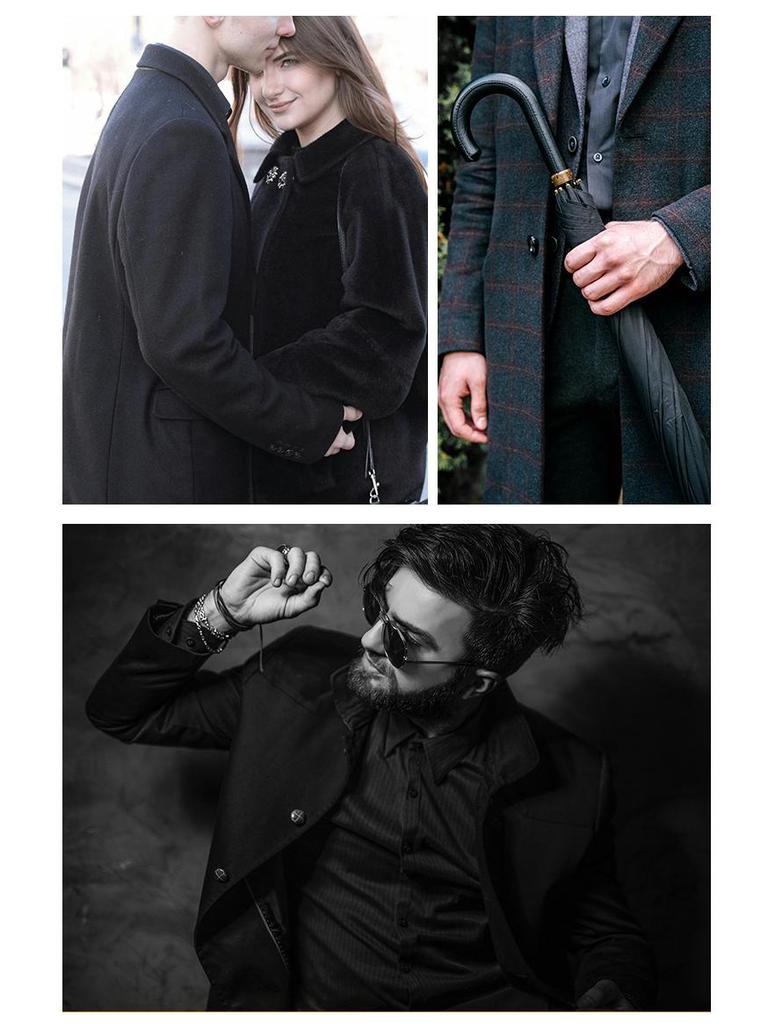 European Size Men's Long Wool Over-the-Knee Coat, Autumn/Winter