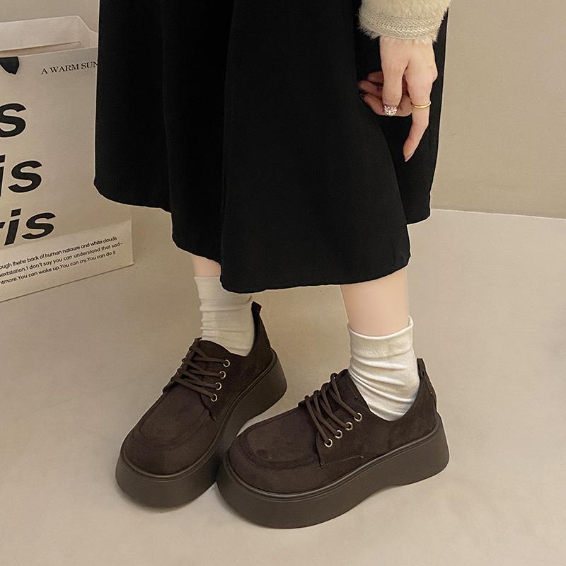 Mode CRLAYDK Retro Damen Plateau Slipper Vintage Lässig Wildleder Damen Arbeit Bequem Gehen Höhe Erhöhende Schuhe