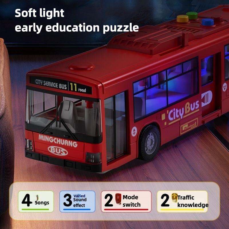 Vysoce kvalitní simulační autobus Velké velikosti odolný proti pádu Lehká hudba Model autobusu se setrvačností Zatahovací auto Vzdělávací hračky Dárky