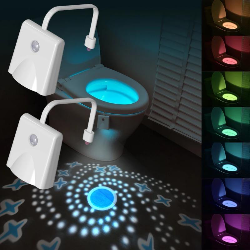 Toilet Night Light Motion Sensor Light Toilet LED Light 8/16 Color Rechargeable LED Night Lamp For Bathroom Washroom Decoration