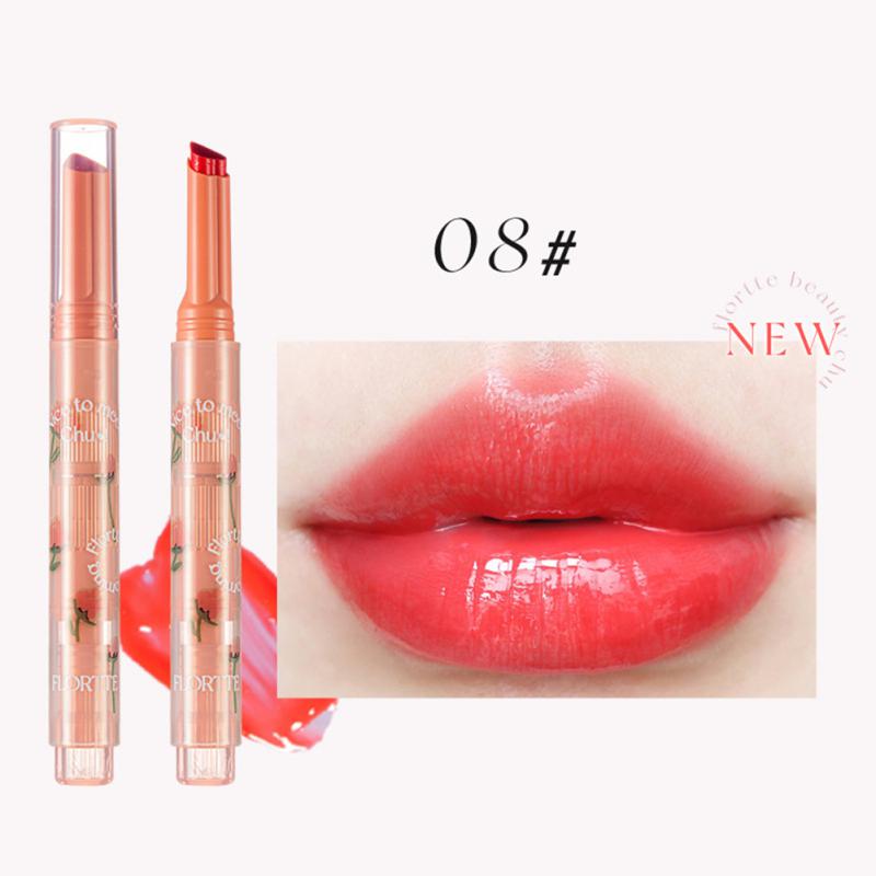FLORTTE Chu Jelly Rossetto Floria First Kiss Love Series Penna Specchio Acqua Luce Smalto per labbra Acqua idratante Donna Cosmetici di bellezza