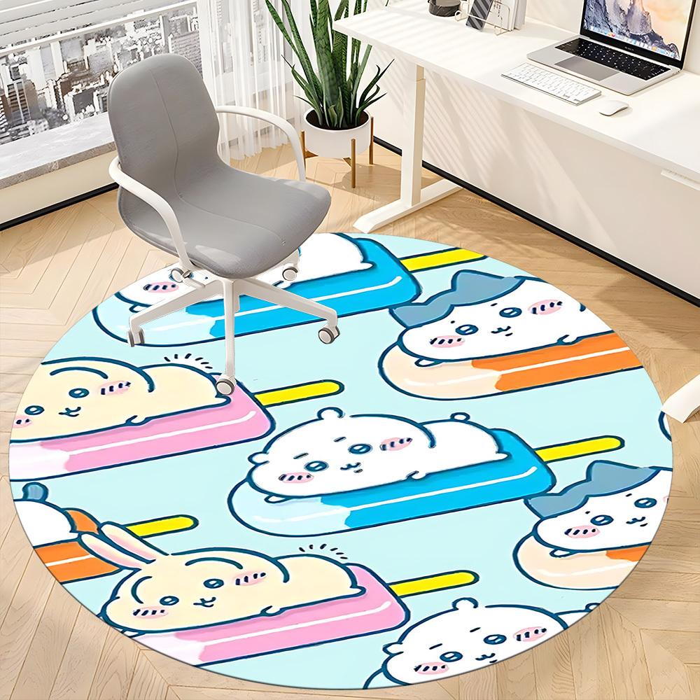 1PC Chiikawa Office Round Area Rug Suitable For Office, Under Office Chairs Bedroom Living Room Home Decor, Room Deco T1224009