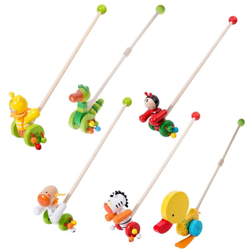 Wooden Pushing Toy For Baby Hand Eye Coordination Toy for Ages 18-36 Months Physical Development Waddling Toy