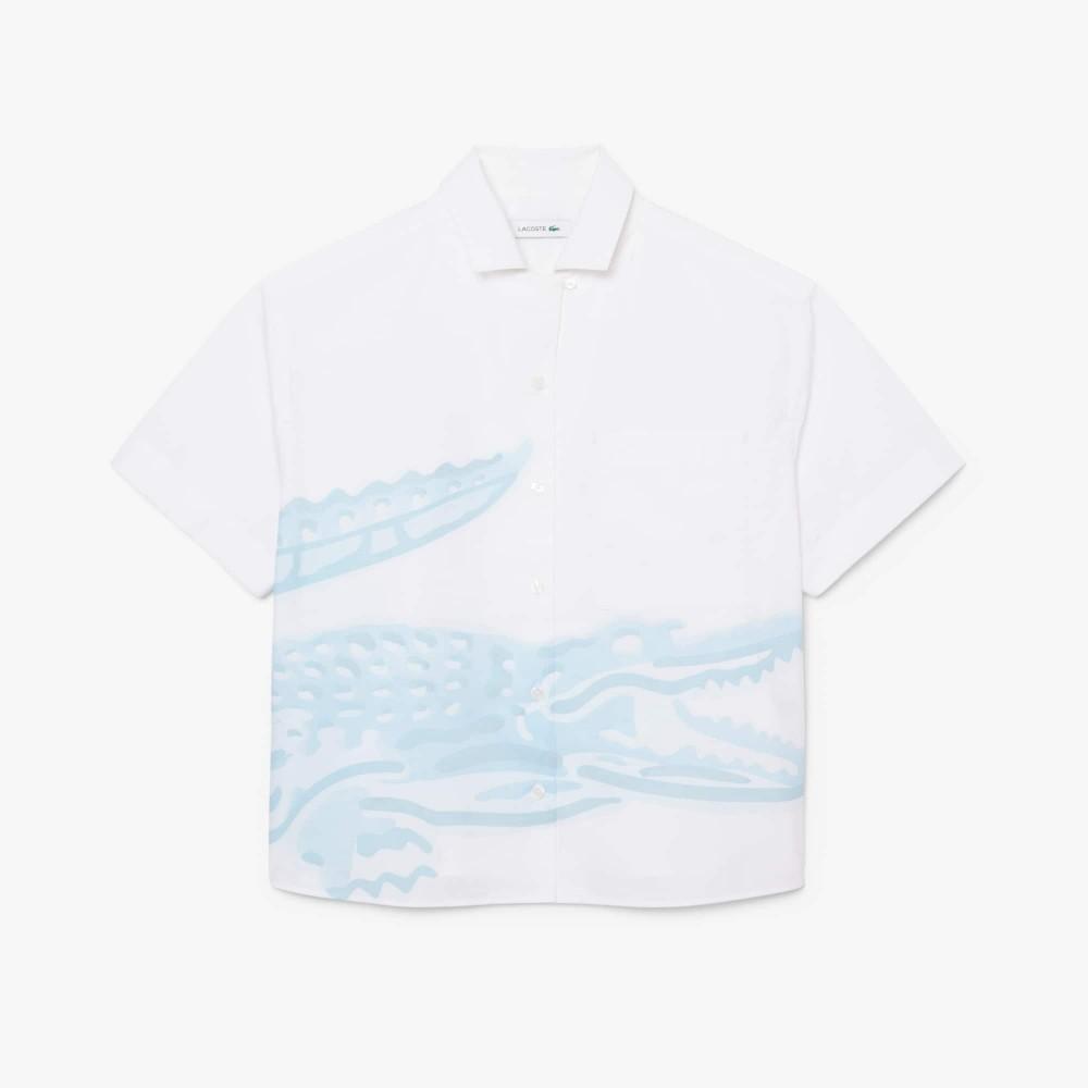 Lacoste Women's Poplin Crocodile Print Shirt CF1199-56G001