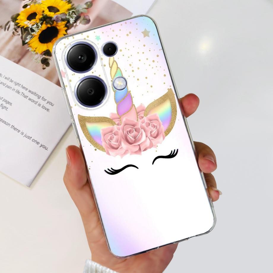 For Xiaomi Redmi Note 13 Pro 4G / 5G Back Case SOFT Slim TPU Silicone Flower Butterfly Colorful Bumper Funda For Note13 Pro Capa