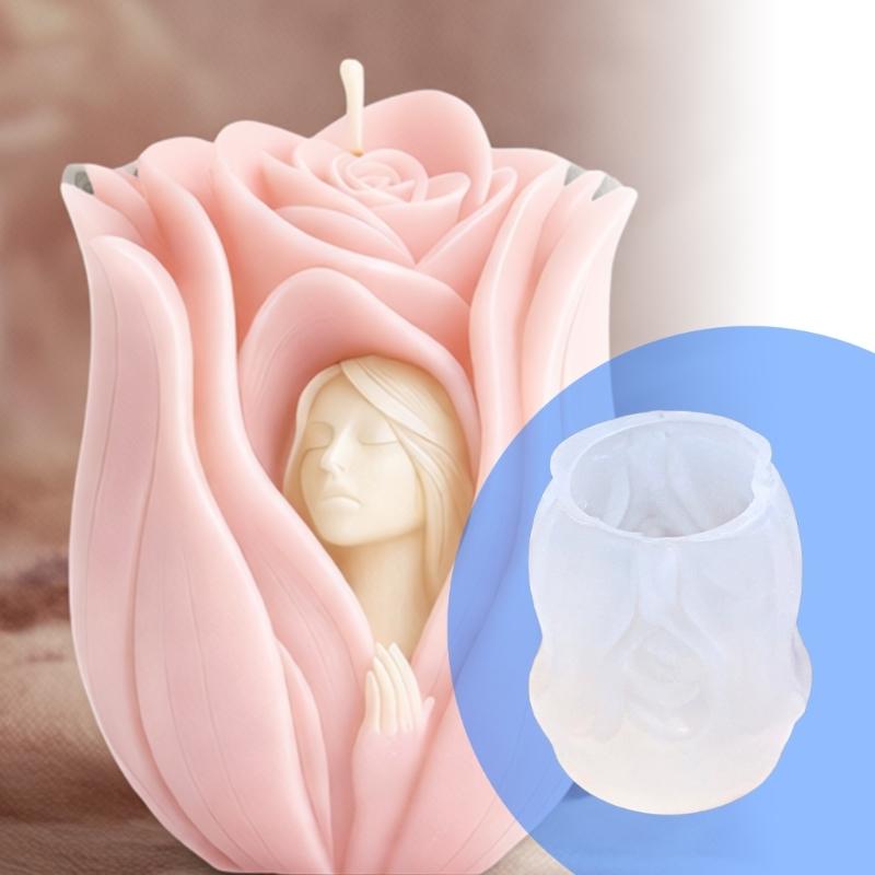 Rose Goddess Silicone Candle Molds Temperature Resistant For Making Candle Soap Wedding Decoration Valentines Day Gift