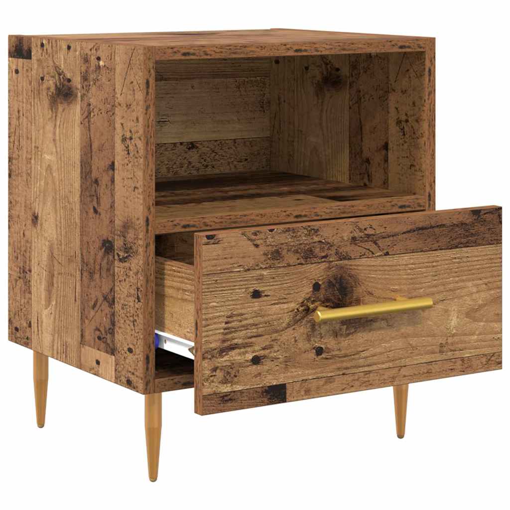 Nightstand Set of 2 Reclaimed Wood Look 40 X 35 X 47.5 Cm Engineered Wood