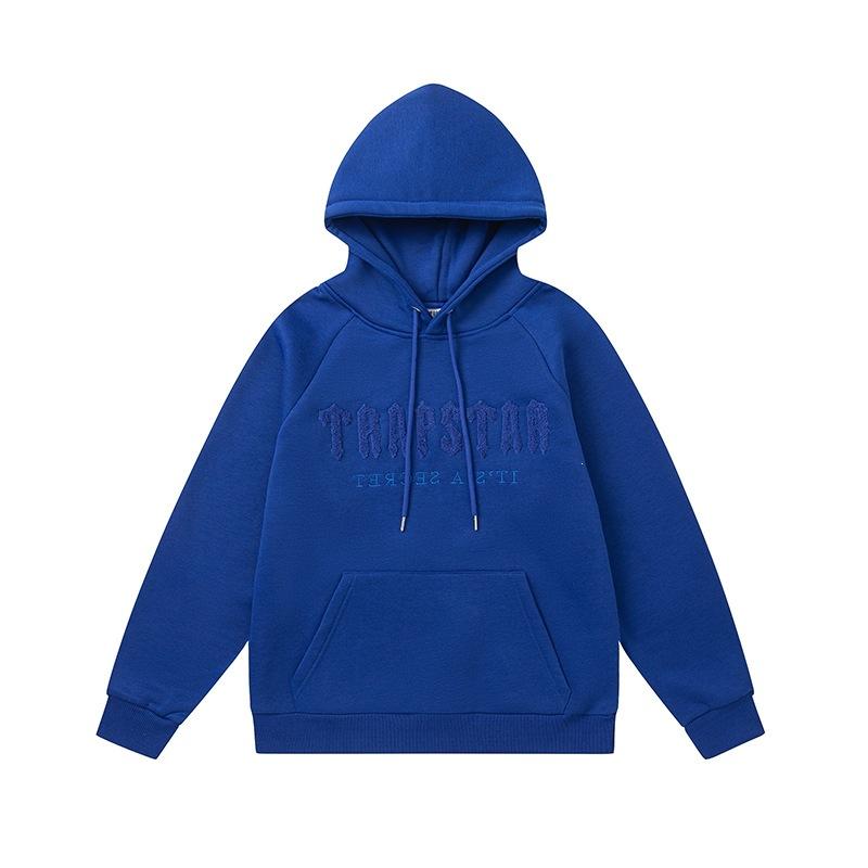 Foreign trade new rainbow color matching letter embroidery velvet loose hooded sweater casual trousers set men and women the same style