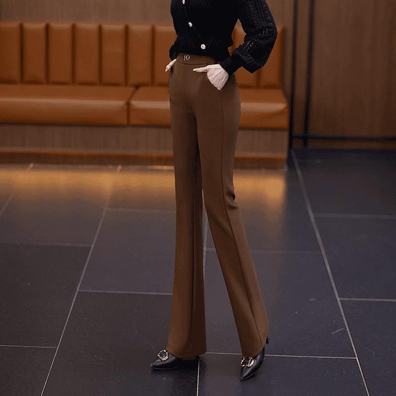 2026 Schwarze High-Waist Schlankmachende Micro-Flare Elastische Hose - Vielseitige Frühjahrs-/Sommer-Freizeithose für Damen