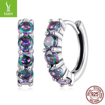 Shining Colorful Ear Buckles S925 Sterling Silver Noble And Elegant Temperament Earrings Earrings